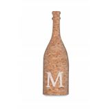Letter M printed on a mini cork champagne bottle  