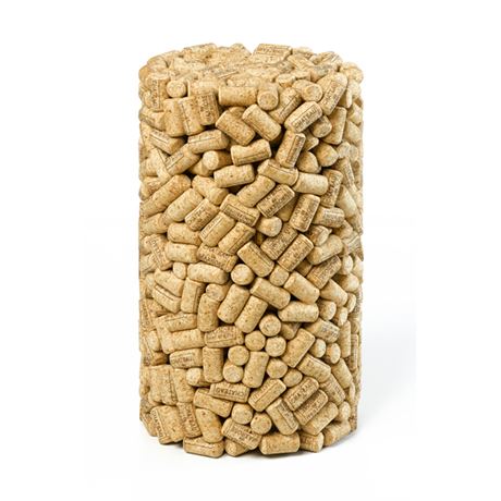  side table and stool made of 1000 wine corks