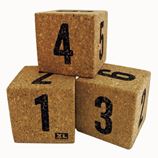 stack of 3 cork cubes with dice numbers