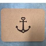 cork bath mat with custom anchor and heart design
