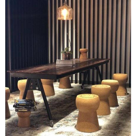 dining room of eight giant cava cork stools