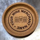 top view of custom wine merchant cork wine coaster