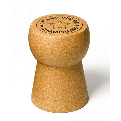 a giant champagne cork side table