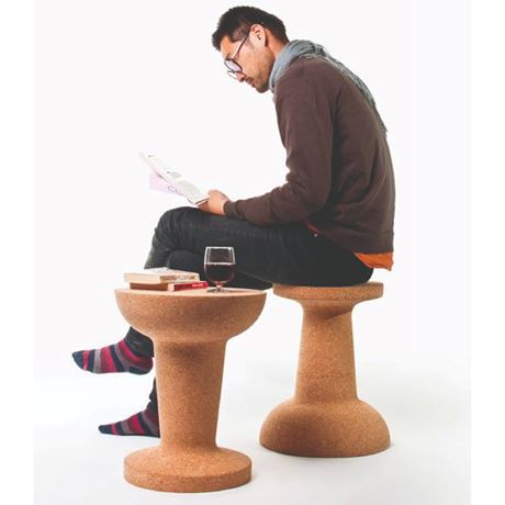 man on cork side table natural flute eco-friendly
