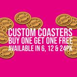Cork Coasters (Personalised) 6, 12 and 24 pack, BuyOneGetOneFree