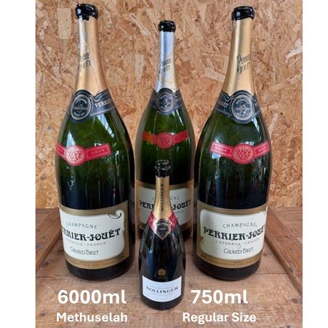 3 HUGE 6000ml (Methuselah) Laurent Perrier Jouet Champagne Bottles